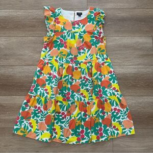 J. Crew Linen Blend Printed Dress Size 4 Colorful Fruit Tropical Artsy Novelty